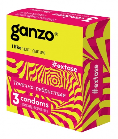 Презервативы Ganzo Extase точечно-ребристые 3 шт.